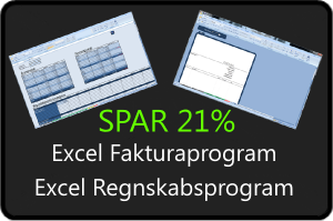 Excel pakke spar 21% på excel regnskabsprogram og excel fakturaprogram
