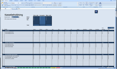 Kassebeholdning i excel regnskabsprogram fra Remy.dk